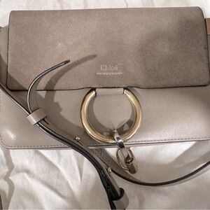 Chloe Faye Crossbody Bag in Gray Leather